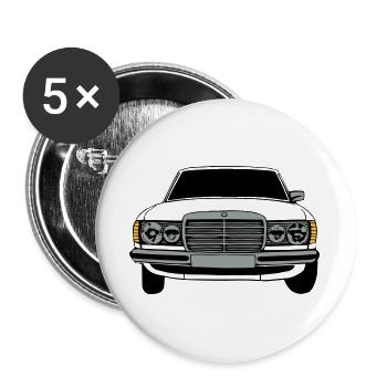 MB W123 Youngtimer Oldtimer,70er,80er (25) - Buttons groß 56 mm (5er Pack) - Weiß - Vorne