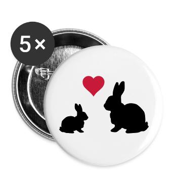 Mama Kind Hase - Buttons groß 56 mm (5er Pack) - Weiß - Vorne