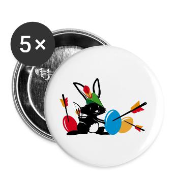 Easter bunny with a bow and arrow - Buttons large 2.2''/56 mm (5-pack) - white - Front