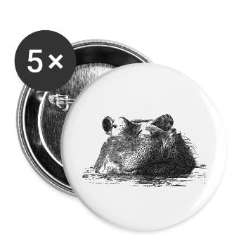 hippo - Buttons groß 56 mm (5er Pack) - Weiß - Vorne