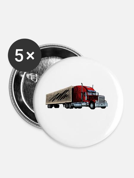 Truck - Buttons groß 56 mm (5er Pack) - Weiß