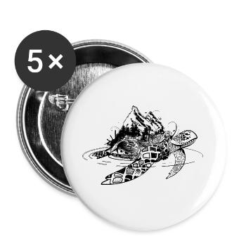 Surreal sea turtle - Buttons large 2.2''/56 mm (5-pack) - white - Front