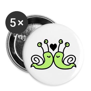 amour escargots - Lot de 5 grands badges (56 mm) - blanc - Devant