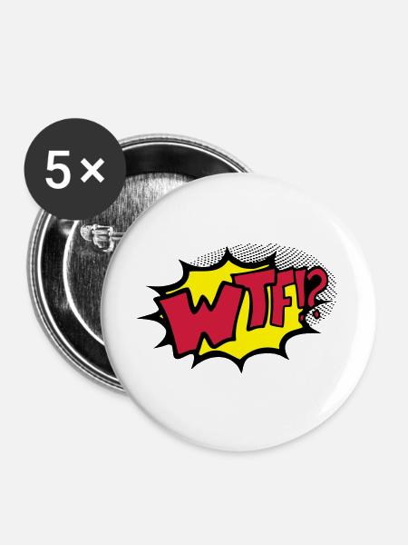 WTF - Buttons groß 56 mm (5er Pack) - Weiß