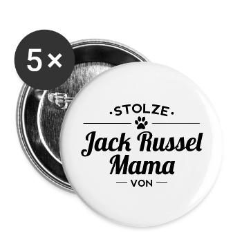 Jack Russel-Mama Wunschname - Buttons groß 56 mm (5er Pack) - Weiß - Vorne