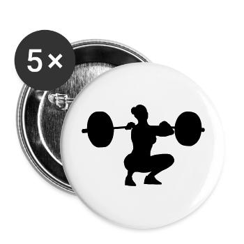 Umsetzen Hocke Frau - Buttons groß 56 mm (5er Pack) - Weiß - Vorne