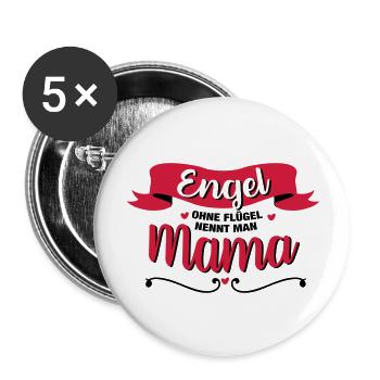 Engel Mama - Buttons groß 56 mm (5er Pack) - Weiß - Vorne