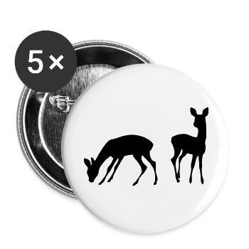 Rehe - Buttons groß 56 mm (5er Pack) - Weiß - Vorne