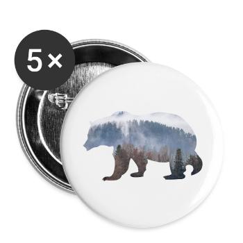 Bär mit Wald - Buttons groß 56 mm (5er Pack) - Weiß - Vorne