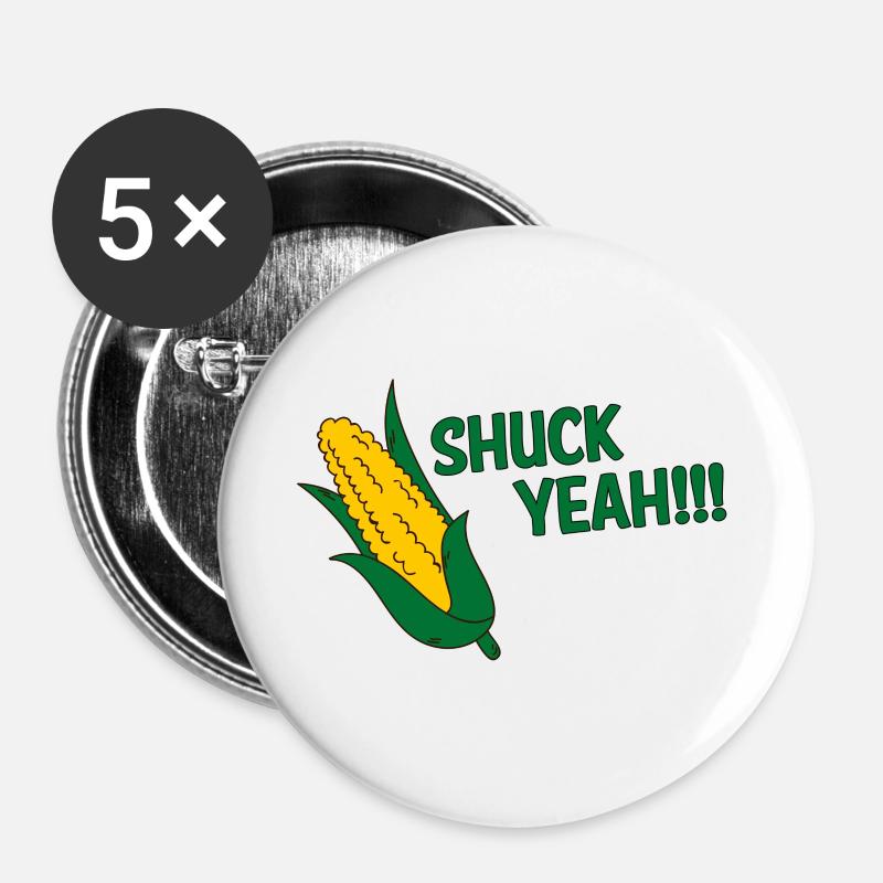Farmer / Farmer / Farmer: Shuck Yeah !!! - Buttons large 2.2''/56 mm (5-pack) - white