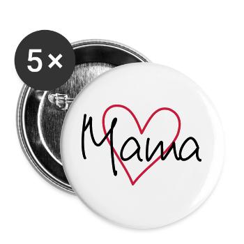 Heart mom - Buttons large 2.2''/56 mm (5-pack) - white - Front