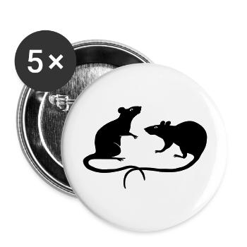 rat rats duo ratty mouse mice animal - Buttons large 2.2''/56 mm (5-pack) - white - Front