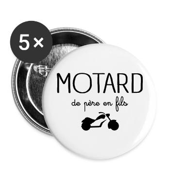 Motard De Père En Fils - Lot de 5 grands badges (56 mm) - blanc - Devant