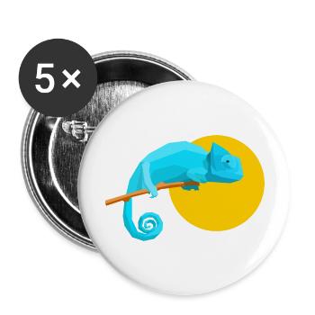 Geometric Chameleon - Buttons groß 56 mm (5er Pack) - Weiß - Vorne