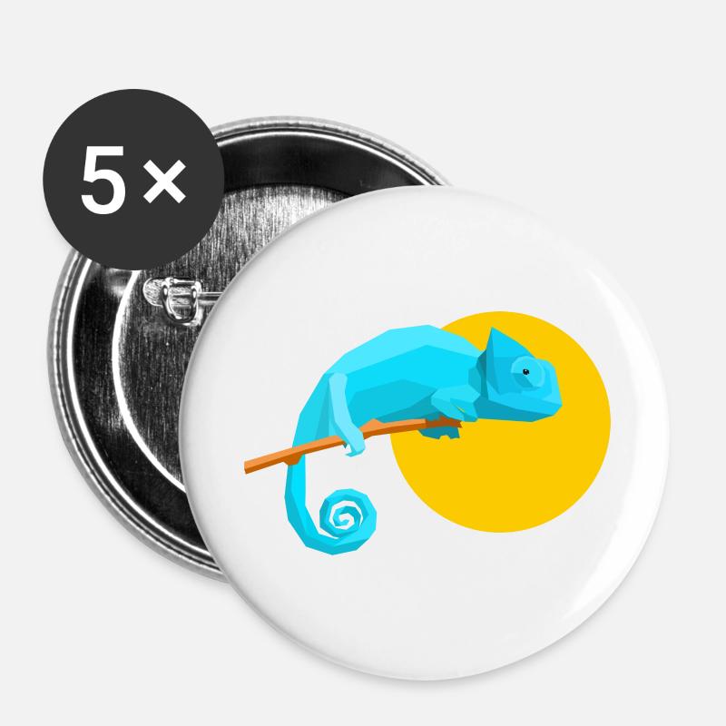 Geometric Chameleon - Buttons large 2.2''/56 mm (5-pack) - white
