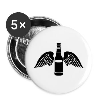 beer bottle wings 1c - Buttons large 2.2''/56 mm (5-pack) - white - Front