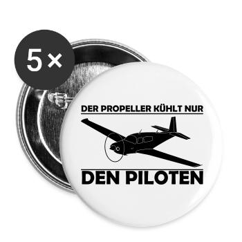 Mooney Motorflugzeug Geschenk - Buttons groß 56 mm (5er Pack) - Weiß - Vorne