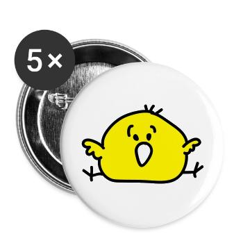 dickes Vögelchen - Buttons groß 56 mm (5er Pack) - Weiß - Vorne