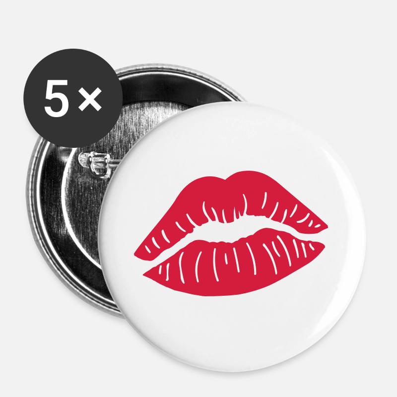 Lips Kiss - Buttons large 2.2''/56 mm (5-pack) - white