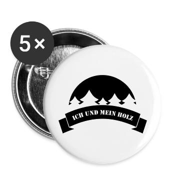 Ich und mein Holz - Buttons groß 56 mm (5er Pack) - Weiß - Vorne