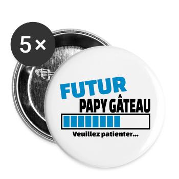 futur papy gâteau - Lot de 5 grands badges (56 mm) - blanc - Devant