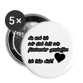 Liebeserklärung Liebe, Sprüche, Geschenk - Buttons groß 56 mm (5er Pack) - Weiß - Vorne