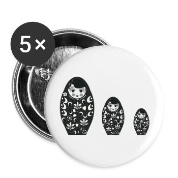 Matroschka Figuren - Buttons groß 56 mm (5er Pack) - Weiß - Vorne