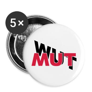 Mut hilft gegen Wut - Buttons groß 56 mm (5er Pack) - Weiß - Vorne
