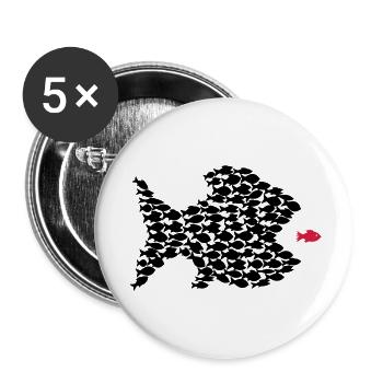 poisson pecheur collectif nuée - Lot de 5 grands badges (56 mm) - blanc - Devant