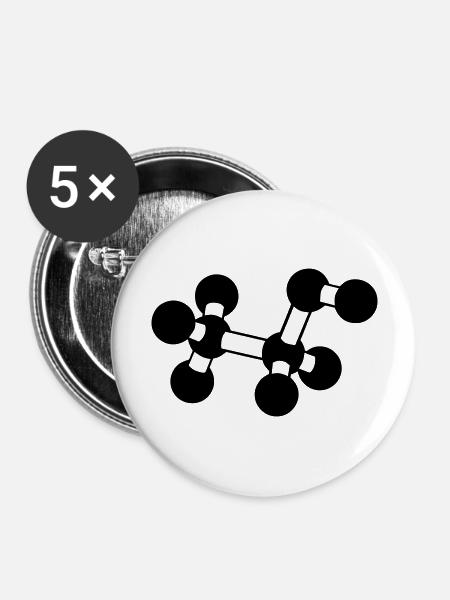 Alkoholmolekül - Buttons groß 56 mm (5er Pack) - Weiß
