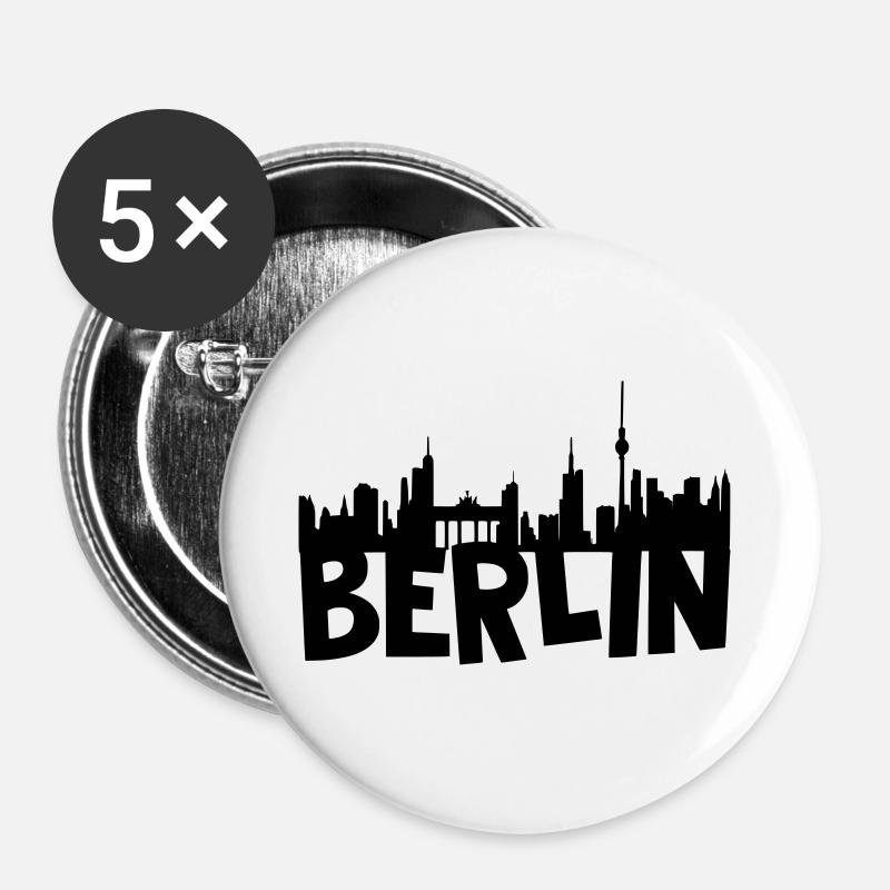 Berlin Skyline - Buttons groß 56 mm (5er Pack) - Weiß