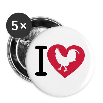i love cock crew france1 - Buttons large 2.2''/56 mm (5-pack) - white - Front