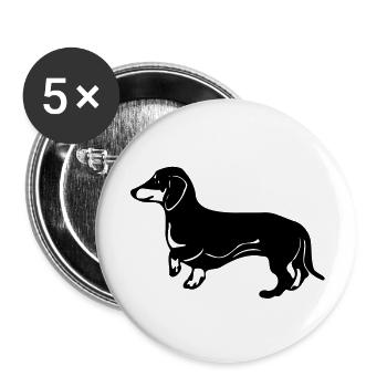 dackel hund - Buttons groß 56 mm (5er Pack) - Weiß - Vorne