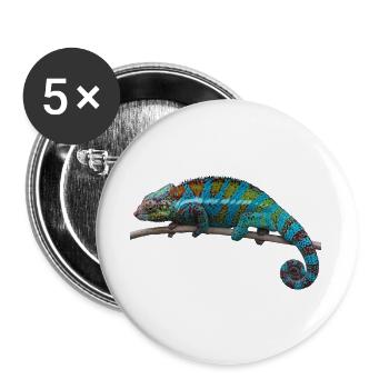 Caméléon - Lot de 5 grands badges (56 mm) - blanc - Devant
