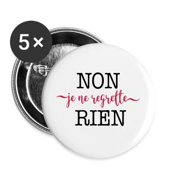 Non, je ne regrette rien - Buttons groß 56 mm (5er Pack) - Weiß - Vorne
