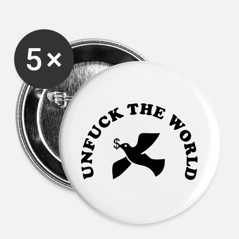 unfuck the world - Buttons large 2.2''/56 mm (5-pack) - white