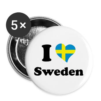 I love Sweden - Buttons large 2.2''/56 mm (5-pack) - white - Front