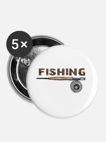 Fishing - Buttons groß 56 mm (5er Pack) - Weiß
