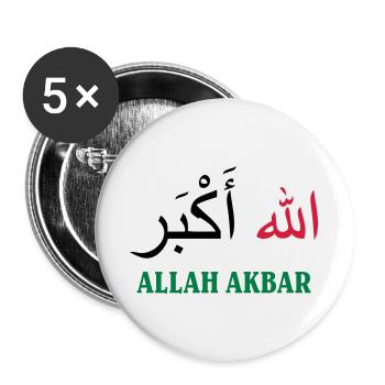 Allah Akbar - Lot de 5 grands badges (56 mm) - blanc - Devant
