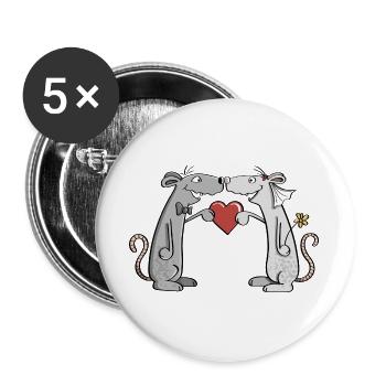 Souris de mariage - mariée et le marié - mariée - marié - Lot de 5 grands badges (56 mm) - blanc - Devant