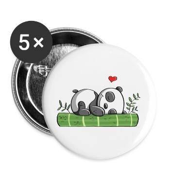 Panda bear dreams of love - Panda - Pandas - Comic - Buttons large 2.2''/56 mm (5-pack) - white - Front