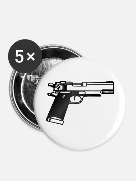 Pistole - Buttons groß 56 mm (5er Pack) - Weiß