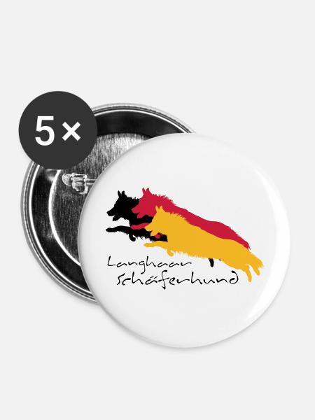 Langhaar schäferhund - Buttons groß 56 mm (5er Pack) - Weiß