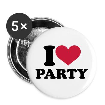 Party - Buttons groß 56 mm (5er Pack) - Weiß - Vorne