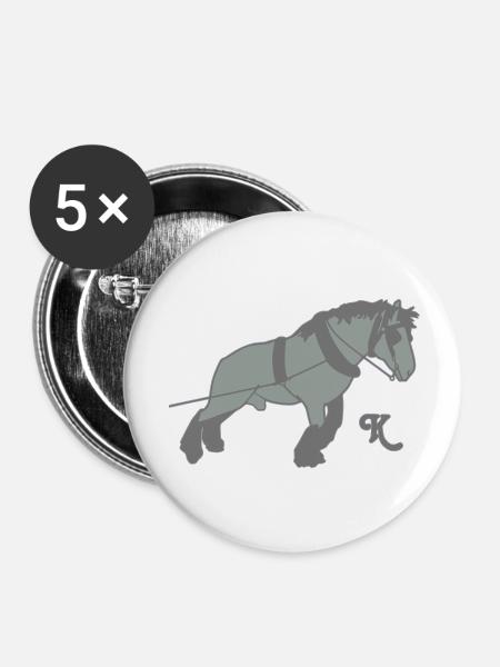 kaltblutziehtk - Buttons groß 56 mm (5er Pack) - Weiß