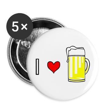 I love Bier - Buttons groß 56 mm (5er Pack) - Weiß - Vorne