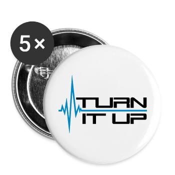 battement de coeur de fréquence cardiaque tournez vers le haut des traits de barre - Lot de 5 grands badges (56 mm) - blanc - Devant