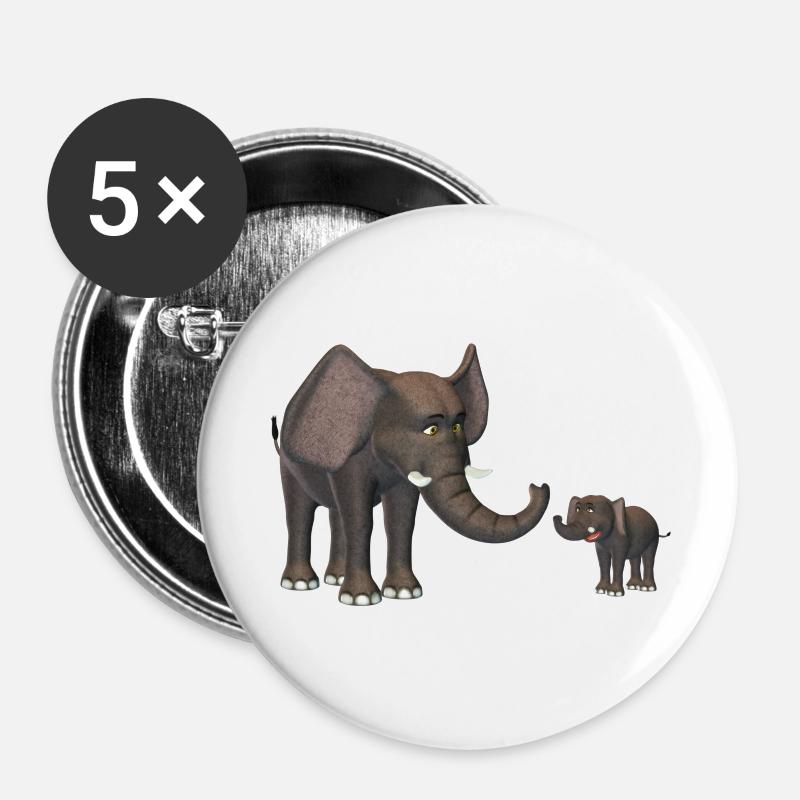 elephants - Buttons large 2.2''/56 mm (5-pack) - white