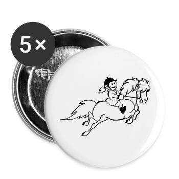 cavalière de poney - Lot de 5 grands badges (56 mm) - blanc - Devant