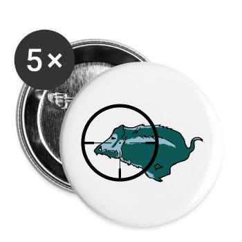 Wildschwein Drückjagd - Buttons groß 56 mm (5er Pack) - Weiß - Vorne